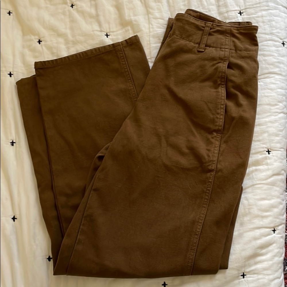 Rich Brown Chinos with Straight Leg and Pleats